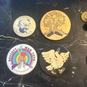 4 vintage peace pins anti-war
